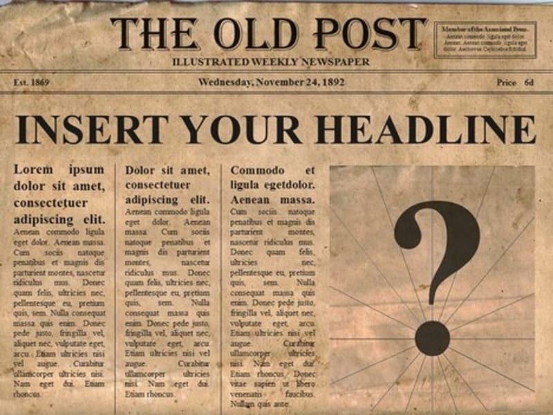 sample of the old newspaper headlines
