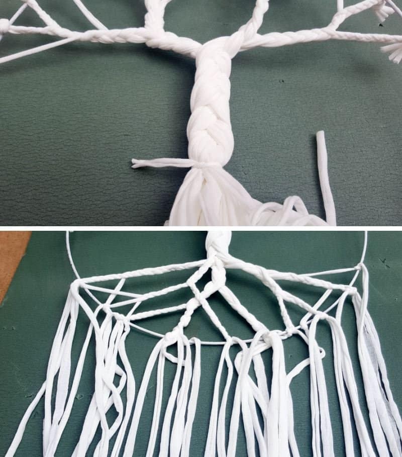 To make the roots, split the trunk braid