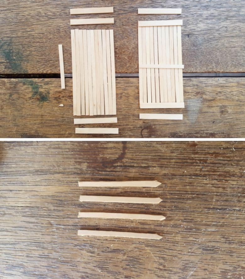 Cut the ice cream sticks or stirrers as shown