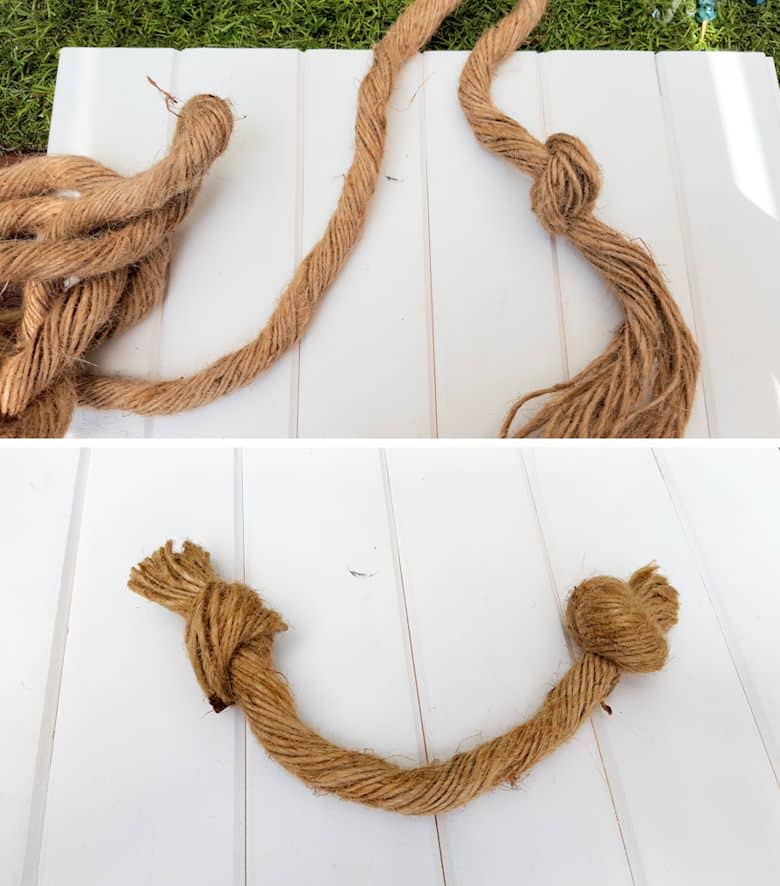 To fit with the nautical theme in the bedroom I added rope handles