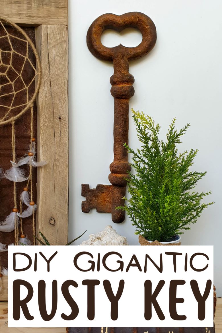 How to make a giant faux metal key. An experiment using expanding foam. Full tutorial on A Crafty Mix blog