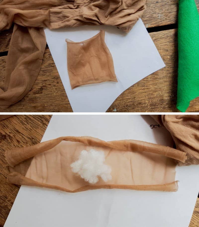 Use an old stocking and some cotton wool to make the Leprechaun Nose