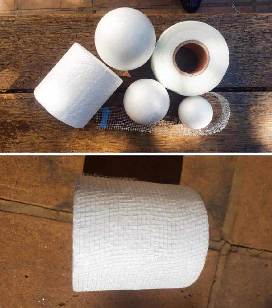 Put adhesive mesh around the polystyrene shapes to reinforce and protect 