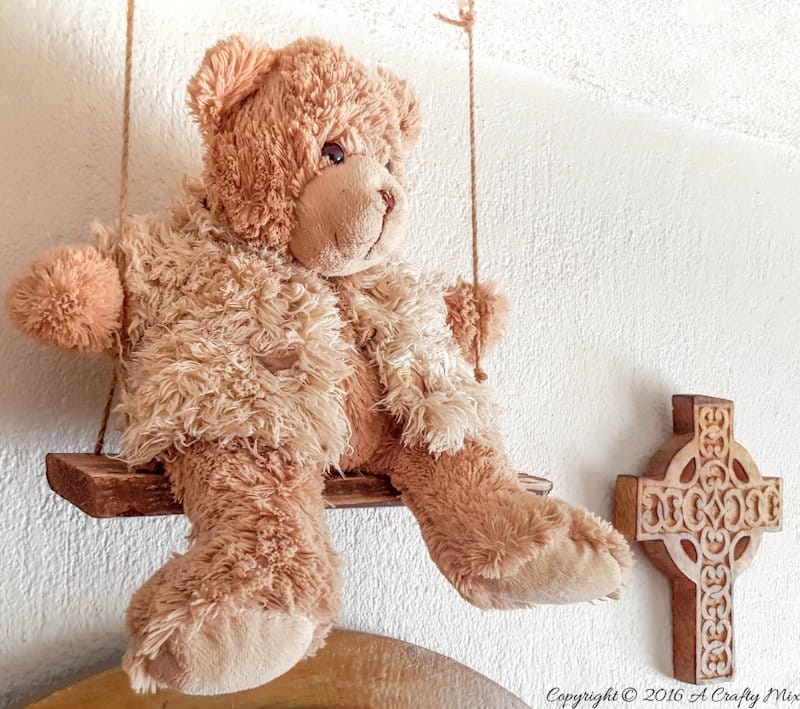Add a bit of whimsy to your home decor with this easy to make Teddy Bear swing. Get the full tutorial at A Crafty Mix