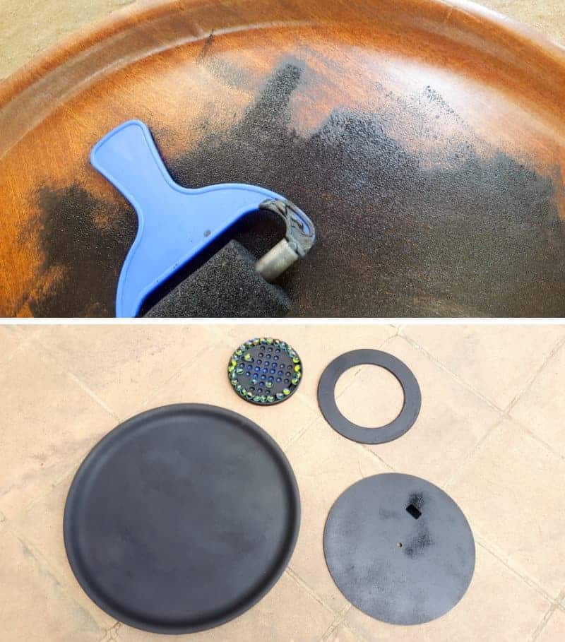 Paint the ring, tray and circle in a color that matches your decor