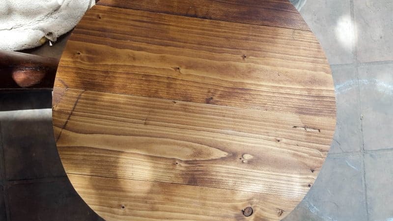 A circle of cut pallets to use as a top or bottom of the cable spool