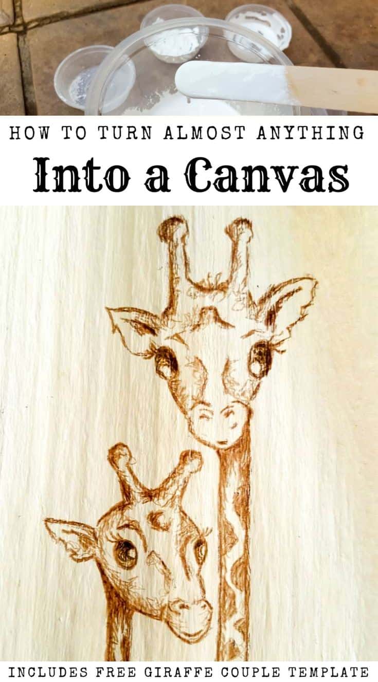 Artists use gesso to prepare a canvas for painting. Here's an easy recipe how you make your own and turn almost anything into a canvas. #GessoRecipe #Makeyourown #Acraftmix #ArtSupplyDIY #FreeTemplate #CuteGiraffes #FreeDownload