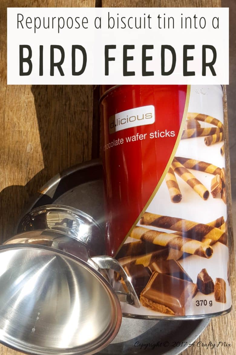 See how easy it is to repurpose a tin can into a fairy lighthouse styled bird feeder.  #ACraftyMix