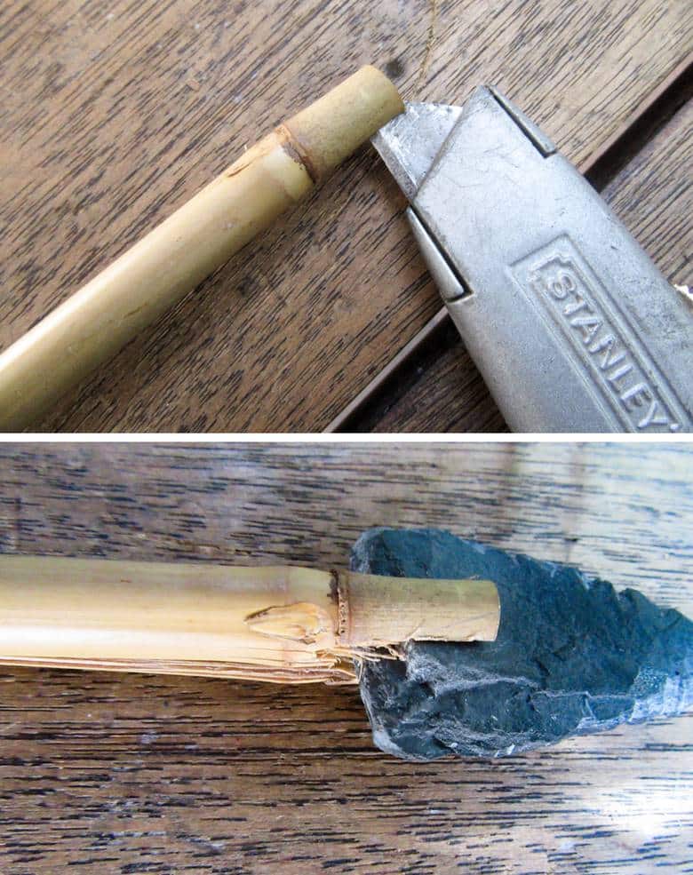 Cut a notch in a bamboo stick