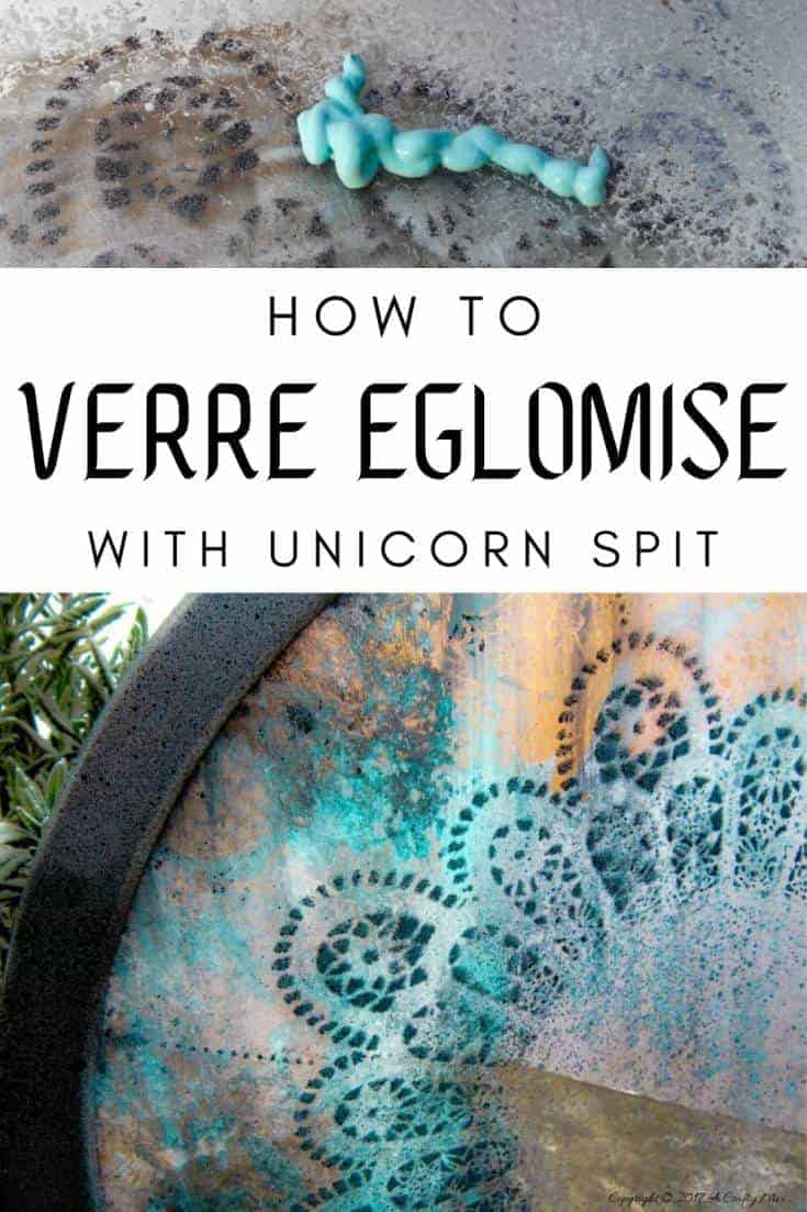This easy to follow tutorial will show you how to Verre Eglomise with Unicorn SPiT. #verreeglomise #UnicornSpit #ACraftyMix #DIYTutorial #HomeDecor #verreeglomisetutorial