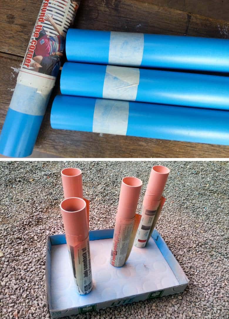 Paint the top of the PVC pipes a pale pink