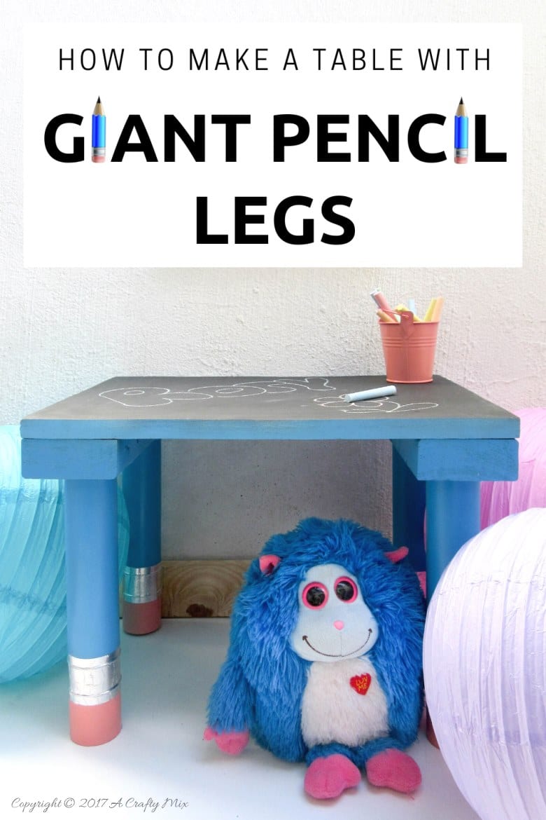 This quick and easy DIY upcycle tutorial will show you how to make giant pencil legs. No power tools required and the kids will love it. #HomeDecor #ACraftyMix #PVC