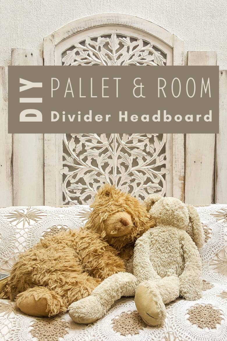How to make a pallet headboard and add an off cut from a room divider. Quick and easy upcycled home decor #ACraftyMix #PalletHeadboard #UpcycledHomeDecor
