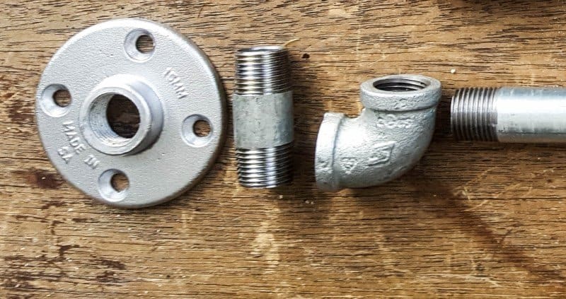 Pipe fittings needed to make the wine rack