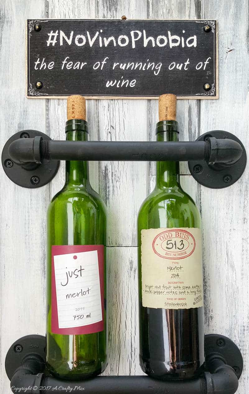 This industrial chic wine rack takes 2 bottles per rack