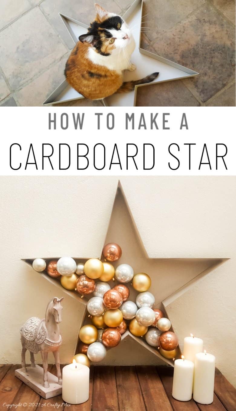 If you can cut cardboard, you can make this stunning bauble and light filled star. Full tutorial on the blog #ACraftyMix #Christmas #Decor