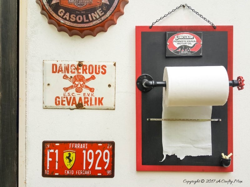 If you're looking for a quick and easy gift idea for the man in your life, why not make him a message board for his garage or man cave. This step-by-step tutorial will show you how. #ACraftyMix
