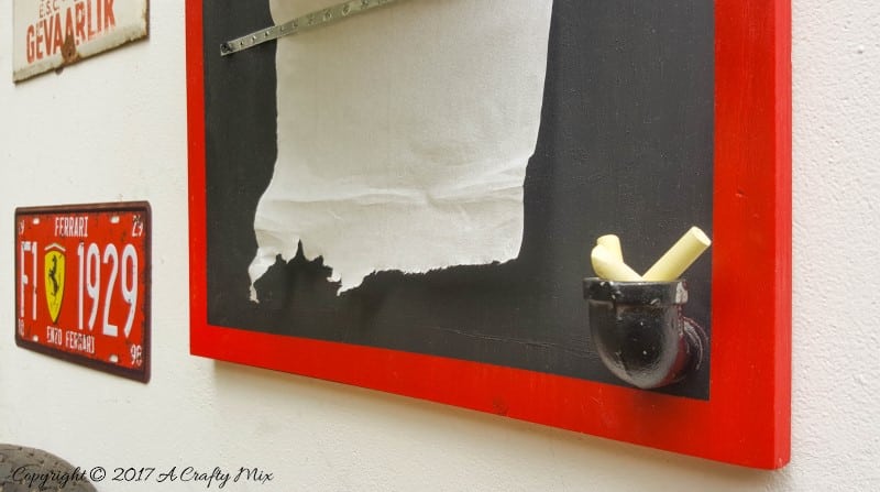 If you're looking for a quick and easy gift idea for the man in your life, why not make him a message board for his garage or man cave. This step-by-step tutorial will show you how. #ACraftyMix