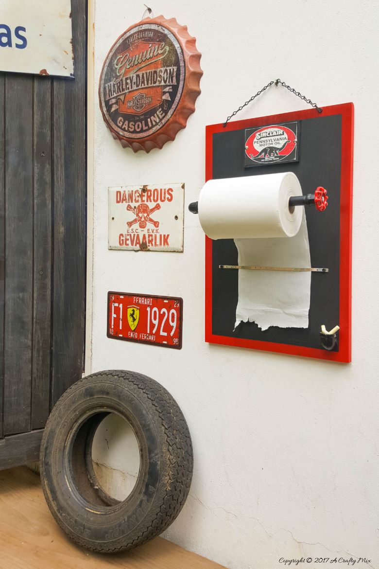 If you're looking for a quick and easy gift idea for the man in your life, why not make him a message board for his garage or man cave. This step-by-step tutorial will show you how. #ACraftyMix