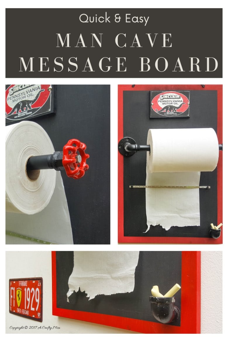 If you're looking for a quick and easy gift idea for the man in your life, why not make him a message board for his garage or man cave. This step-by-step tutorial will show you how. #ACraftyMix