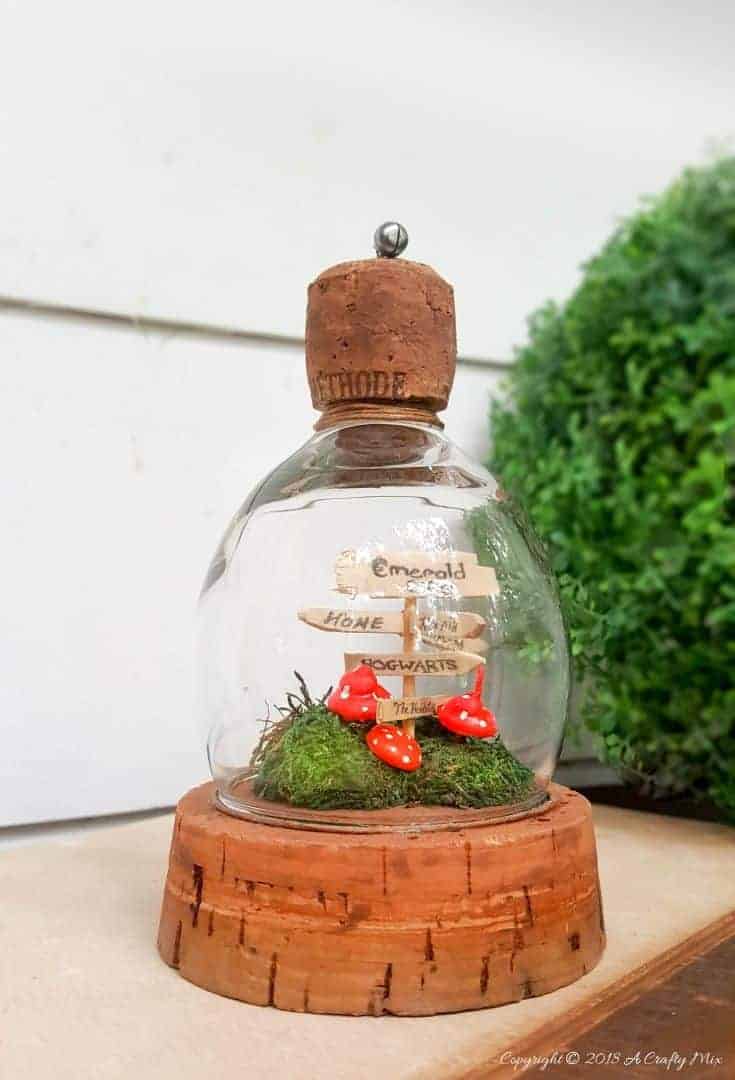 Broken Wine Glass? No problem, turn them into a beautiful little fairy garden cloche