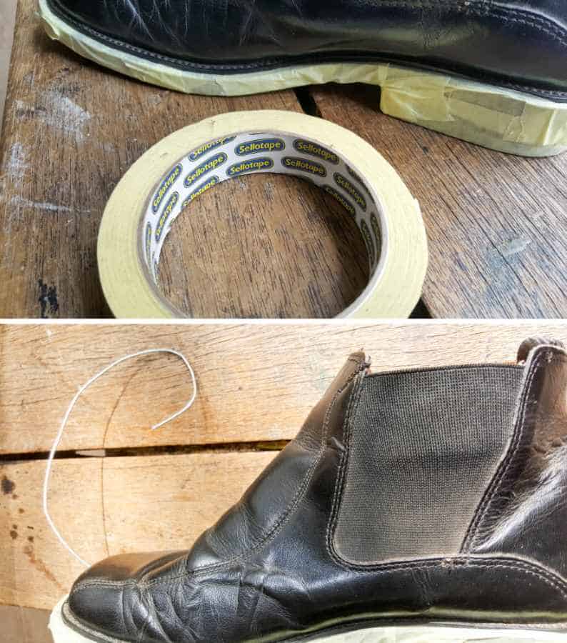 Use masking tape to cover the soles and protect them