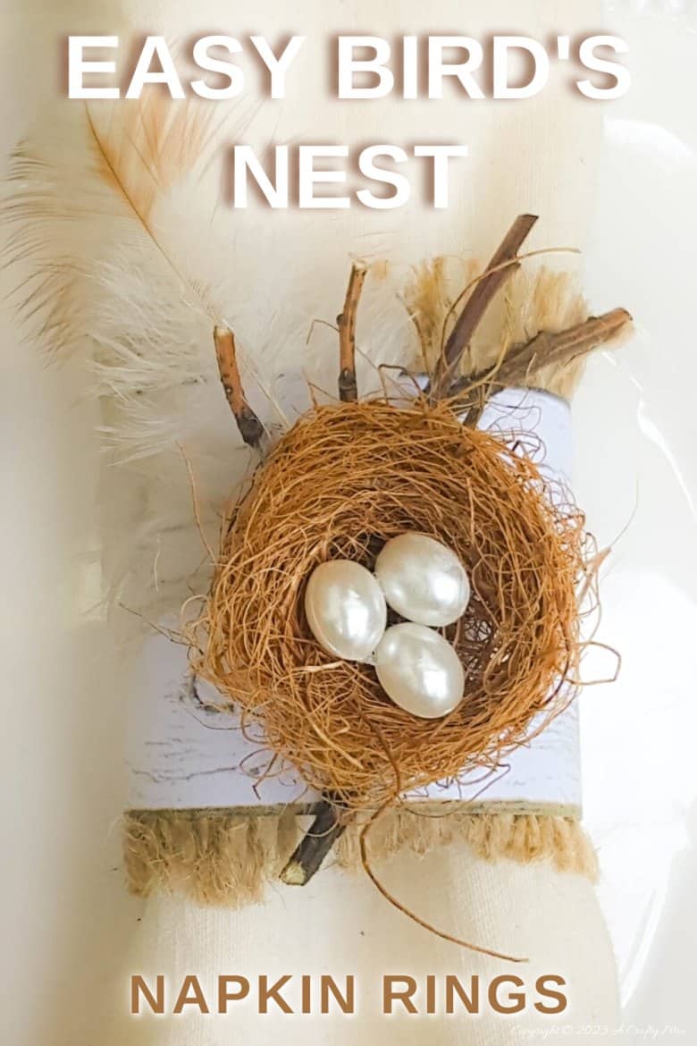 An easy and budget friendly craft tutorial for DIY bird&rsquo;s nest napkin rings using recycled materials is an inexpensive and beautiful way to make your own napkin ring holders! #craftsforkids #tabledecor #makeyourown