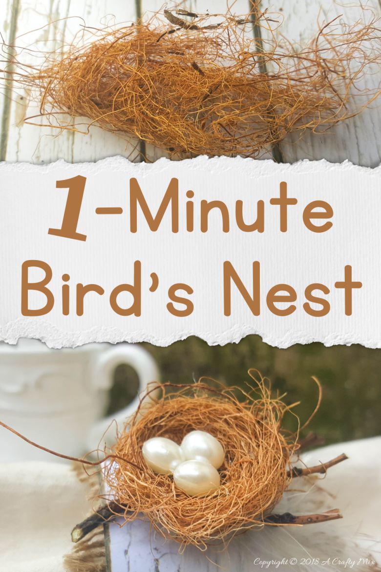 This super easy craft tutorial will show you how to make a  small bird's nest in less than a minute. Perfect for Spring and Easter decor, we used ours to make napkin rings. Get the full "how-to" @ACraftyMix