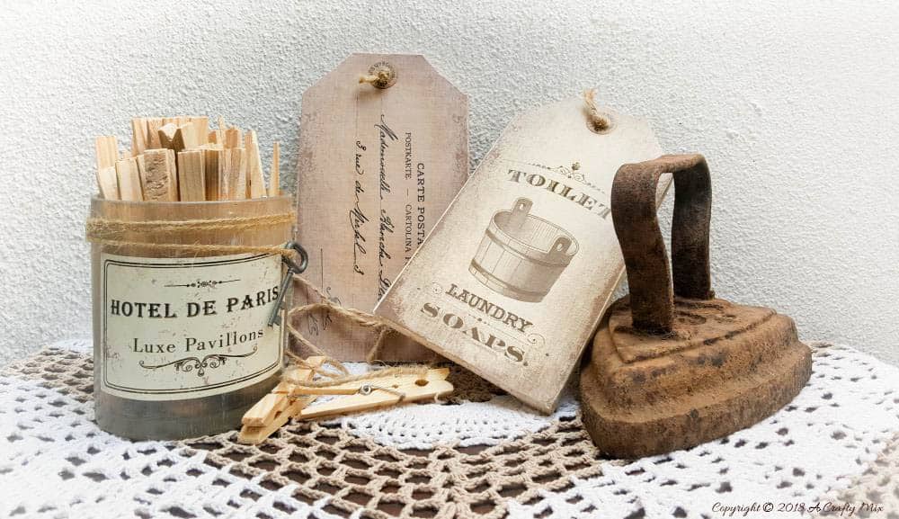 DIY Oversize Vintage Tags and Clothes Pin Wall Art. Includes 3 Free printables | Free oversized wall art | Easy DIY vintage style wall decor | Ready to print gallery wall | #FreePrintable #FreeWallArt #DIY #GalleryWall #Vintage
