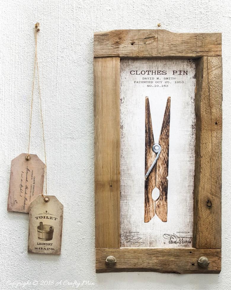 DIY Oversize Vintage Tags and Clothes Pin Wall Art. Includes 3 Free printables | Free oversized wall art | Easy DIY vintage style wall decor | Ready to print gallery wall | #FreePrintable #FreeWallArt #DIY #GalleryWall #Vintage