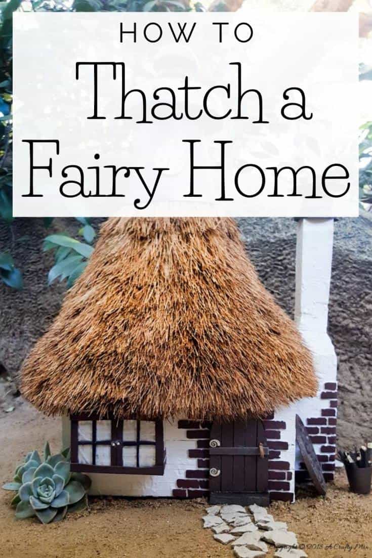 How to thatch a fairy roof and make the cutest fairy house ever using an old lamp shade #recycle #ThatchRoofDIY #ACraftyMix #Repurpose #fairygarden #lampshade