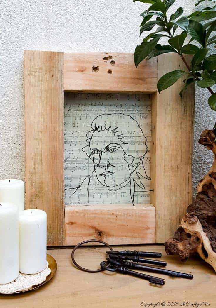 7 Tips for creating wire art. The tutorial includes a wire gauge cheat sheet and a Mozart template to work from #wireart #DIYWireArt #ACraftyMix #DIYTutorial #CraftTutorial #UniqueWallDecor #UniqueHomeDecor