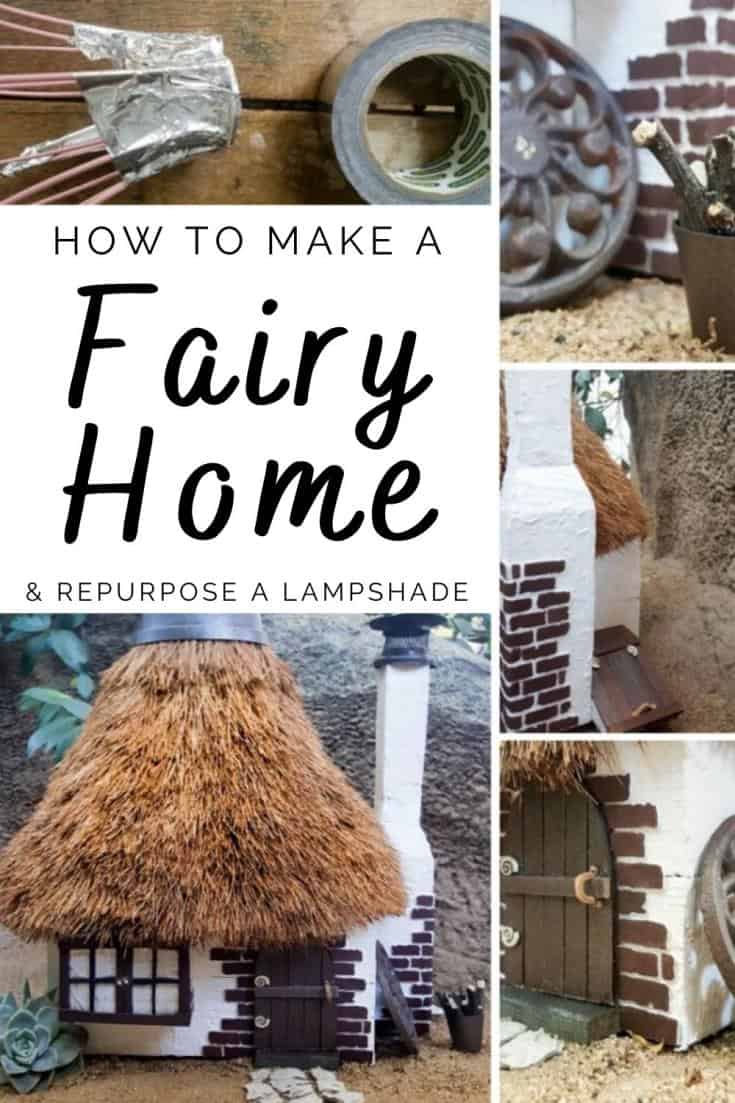 How to thatch a fairy roof and make the cutest fairy house ever using an old lamp shade #recycle #ThatchRoofDIY #ACraftyMix #Repurpose #fairygarden #lampshade