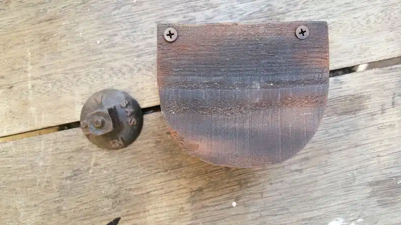 After staining the wooden wheel casing