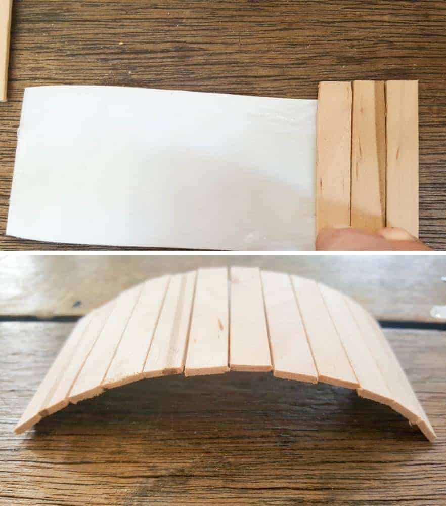 Glue the craft sticks/ice-cream sticks to the top of the plastic container