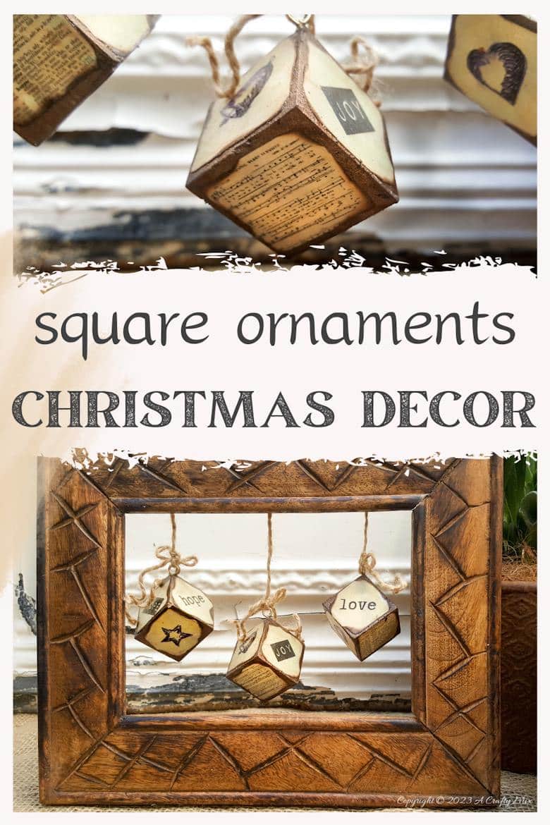 It's time to deck the halls with our easy repurposed square Christmas ornaments made from wood off cuts! These adorable hanging blocks are the perfect rustic addition to your holiday d&eacute;cor, and hardly cost a thing. Simply grab some scrap 2 x 2, follow our simple instructions, and in 10 minutes you'll be done! The full tutorial includes free hope, love, and joy printables.