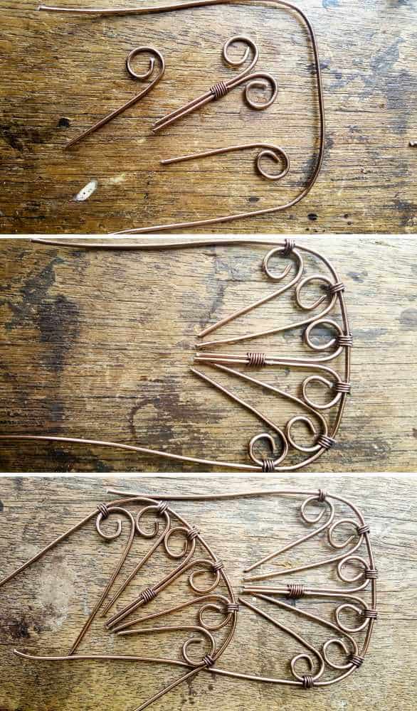 Wire work for the DIY fantasy fairy Daybed. #Fairygarden #wiredaybed #fairydaybed #fairyfurniture