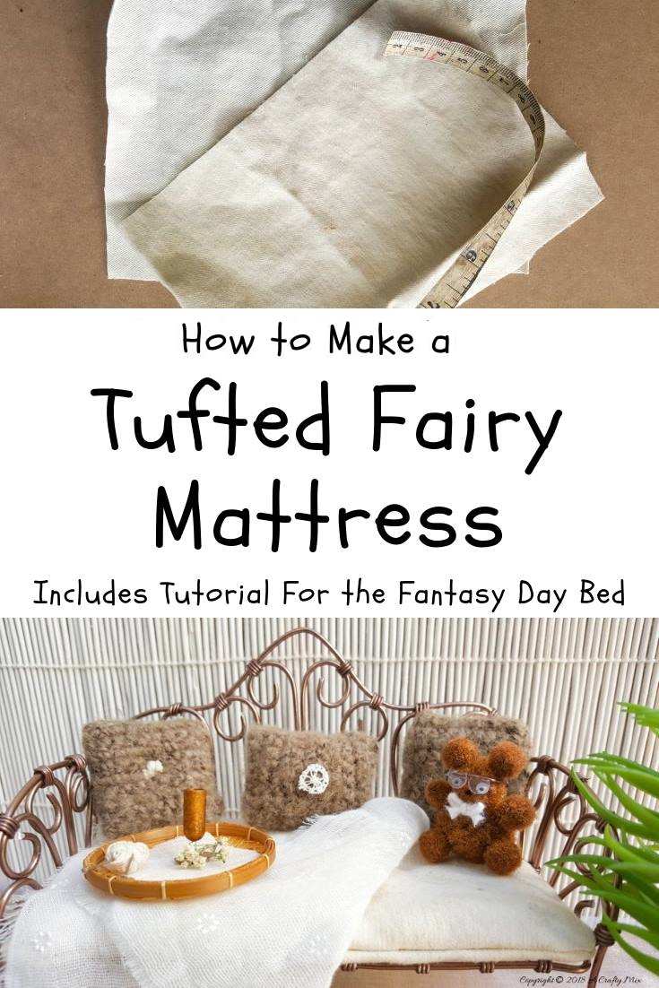 Making a tufted mattress for a fairy daybed #Fairygarden #wiredaybed #fairydaybed #fairyfurniture