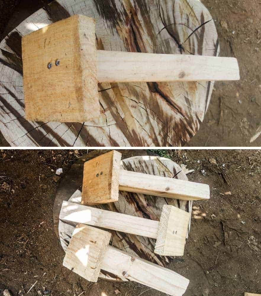 Making the legs for the stump. From tree stump to wooden stool. Full tutorial and a look into the lives of street artists in South Africa #StreetArtists #SouthAfrica #WoodenStool #TreeStumpRepurpose #ACraftyMix