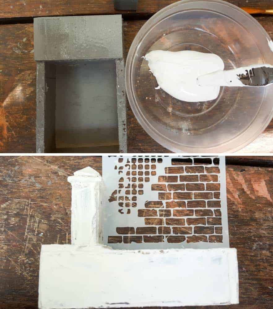 Adding the brick detail to the fairy water feature #DIYFairyWaterFeature #WaterFeature #FairyGardens