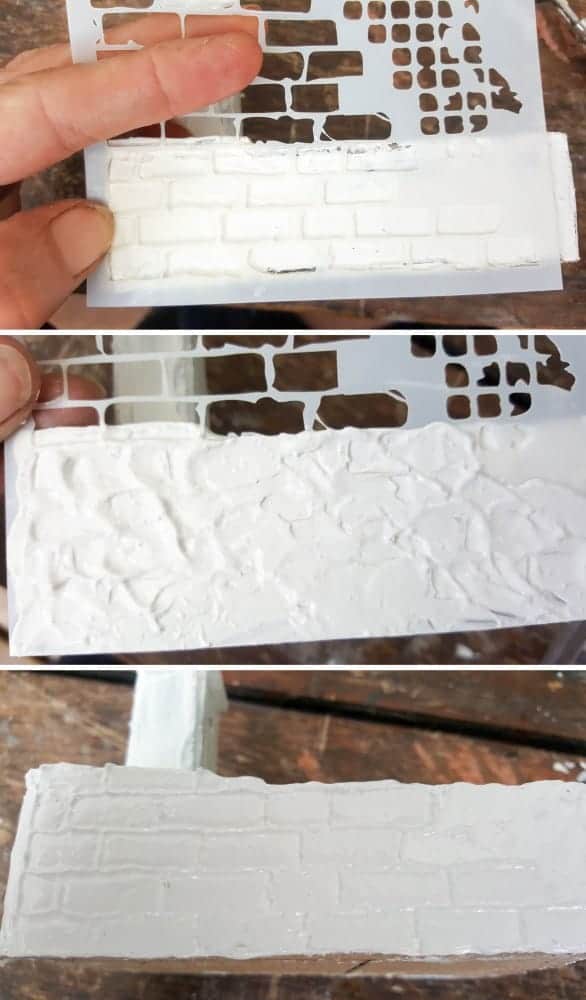 Adding the brick detail to the fairy water feature #DIYFairyWaterFeature #WaterFeature #FairyGardens