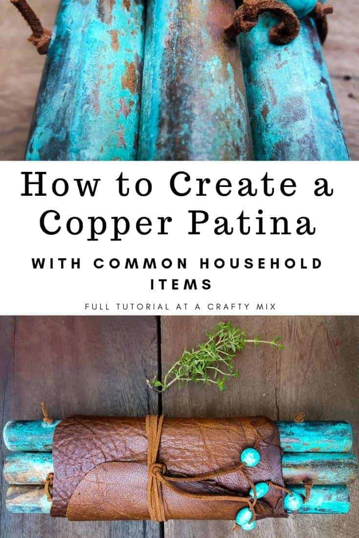 Add some rustic goodness to your kitchen with this easy DIY leather and patina copper trivet. Step-by-step tutorial with lots of photos! Includes instructions on how to patina copper with common household items. #coppertrivet #rustictrivet #copperpatinaDIY