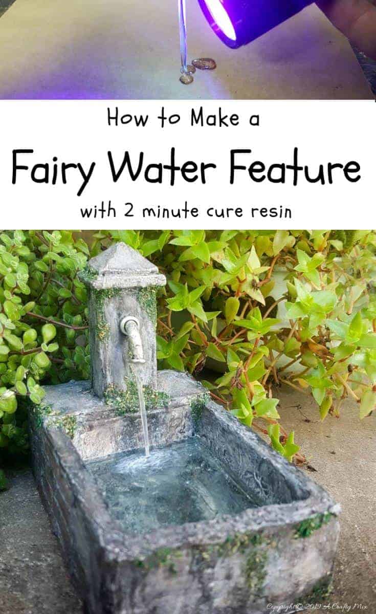 How to make a beautiful fairy water feature with "running" water #Miniaturewaterfeature #DIYFairyWaterFeature #WaterFeature #FairyGardens #ACraftyMix