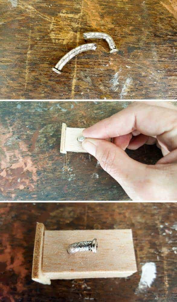 Fitting the spout on the pillar for the fairy water feature #DIYFairyWaterFeature #WaterFeature #FairyGardens