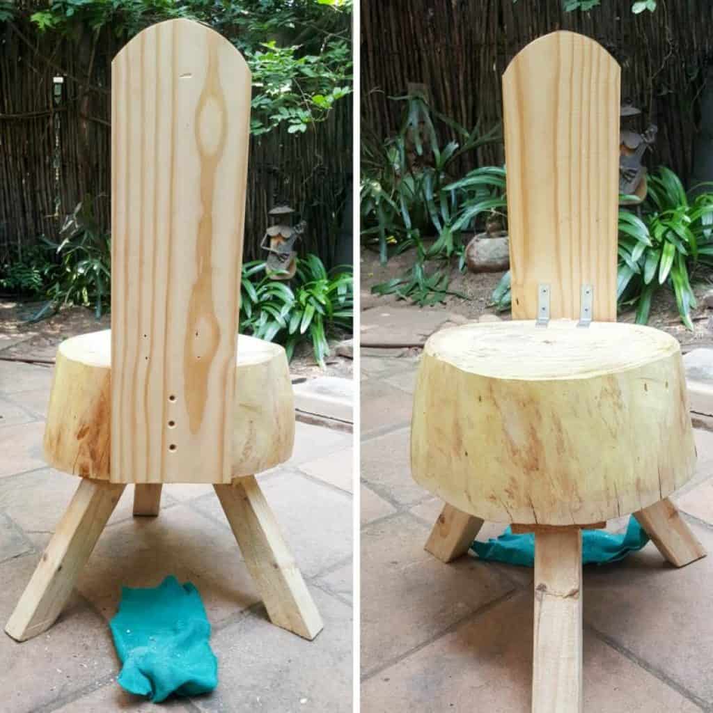 Putting the back on the llama chair. DIY Tutorial from A Crafty Mix #llamaDIY