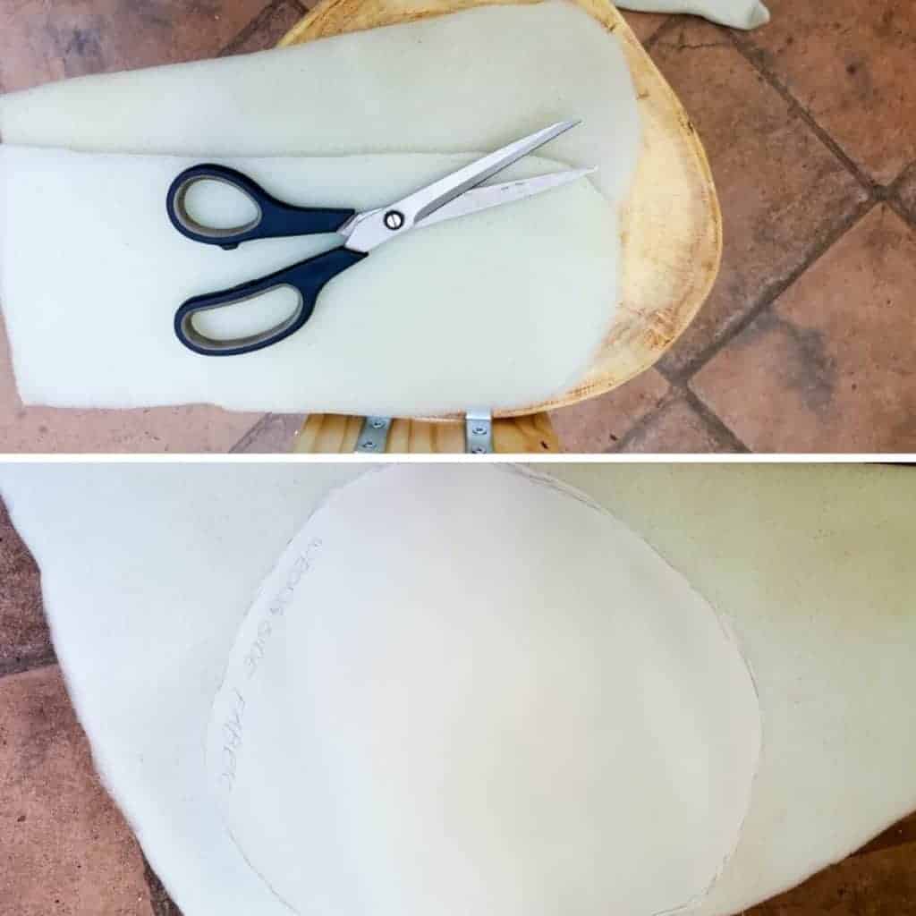 Adding foam and batting to the chair. DIY Tutorial from A Crafty Mix #llamaDIY