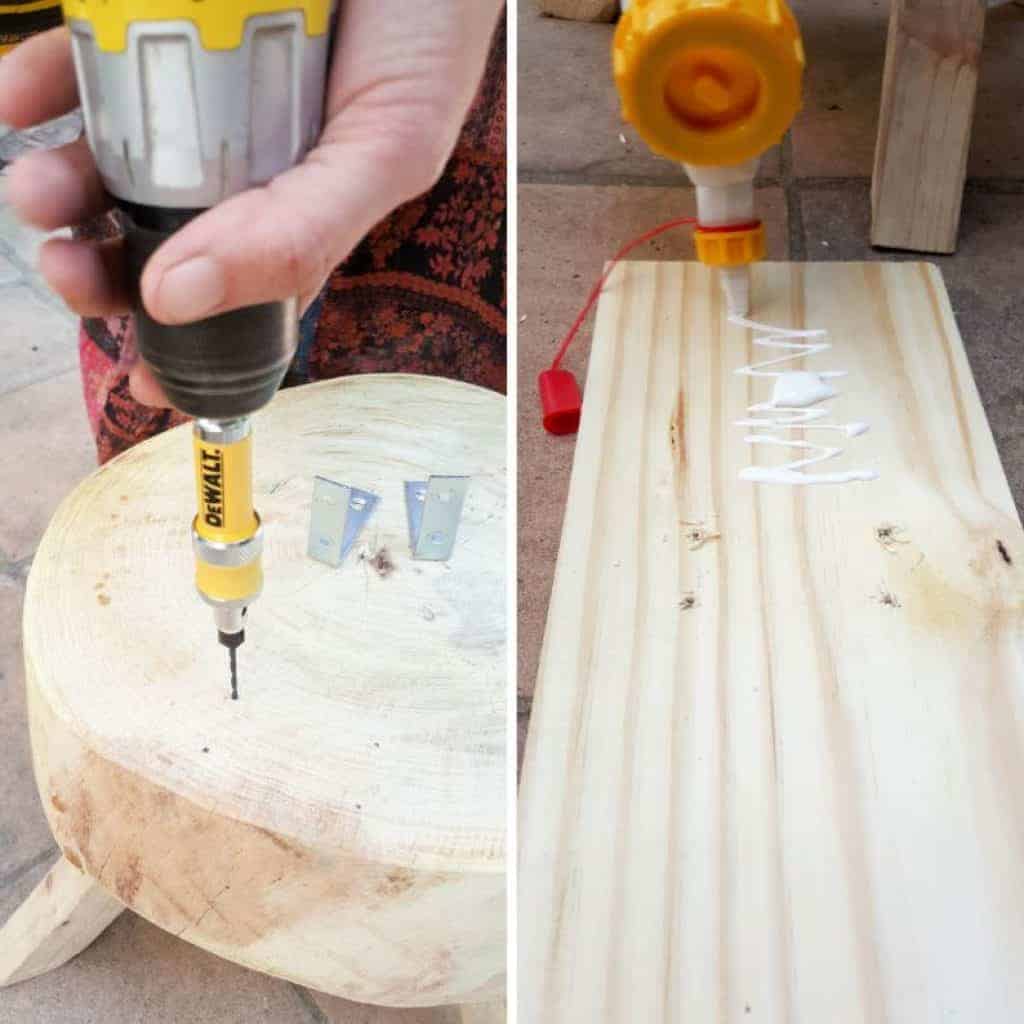 Putting the back on the llama chair. DIY Tutorial from A Crafty Mix #llamaDIY