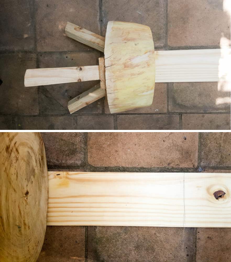Putting the back on the llama chair. DIY Tutorial from A Crafty Mix #llamaDIY
