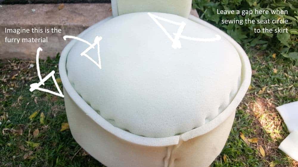mockup of how to sew the chair cover. #DIYTutorial #llamachair