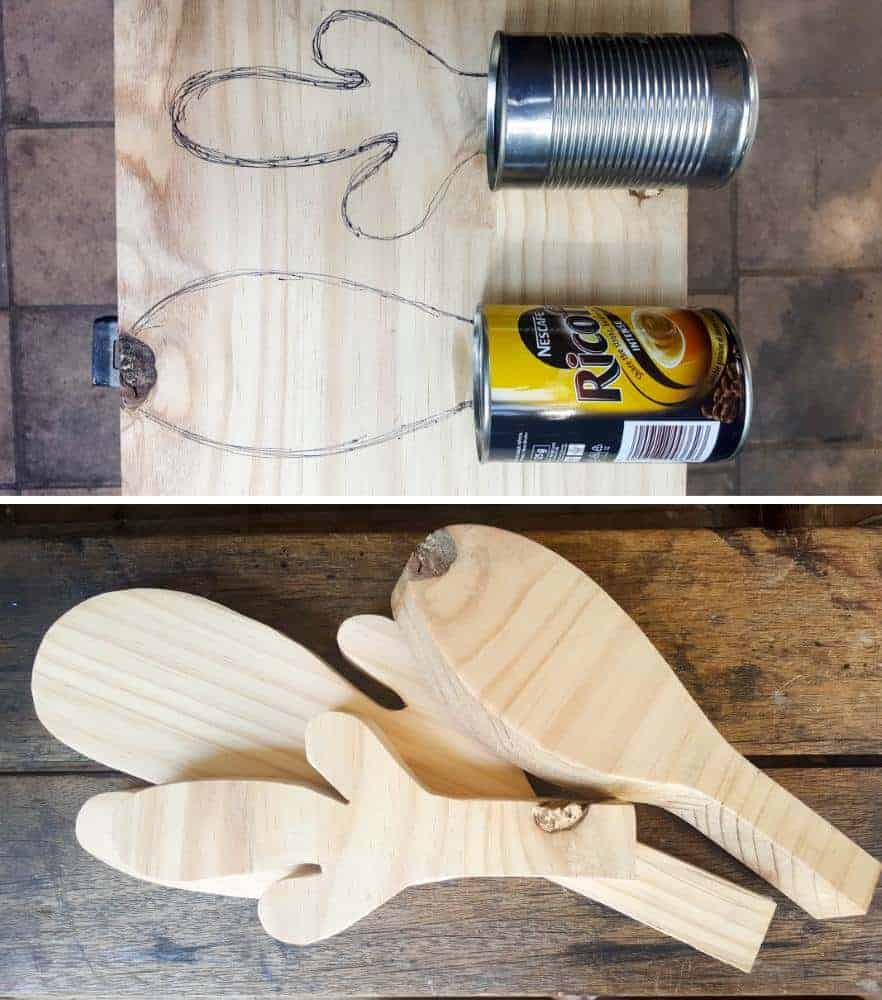 Draw cacti shapes using the tin cans as base. #BrownThumb #WoodenCacti #DIYTutorial #ACraftyMix